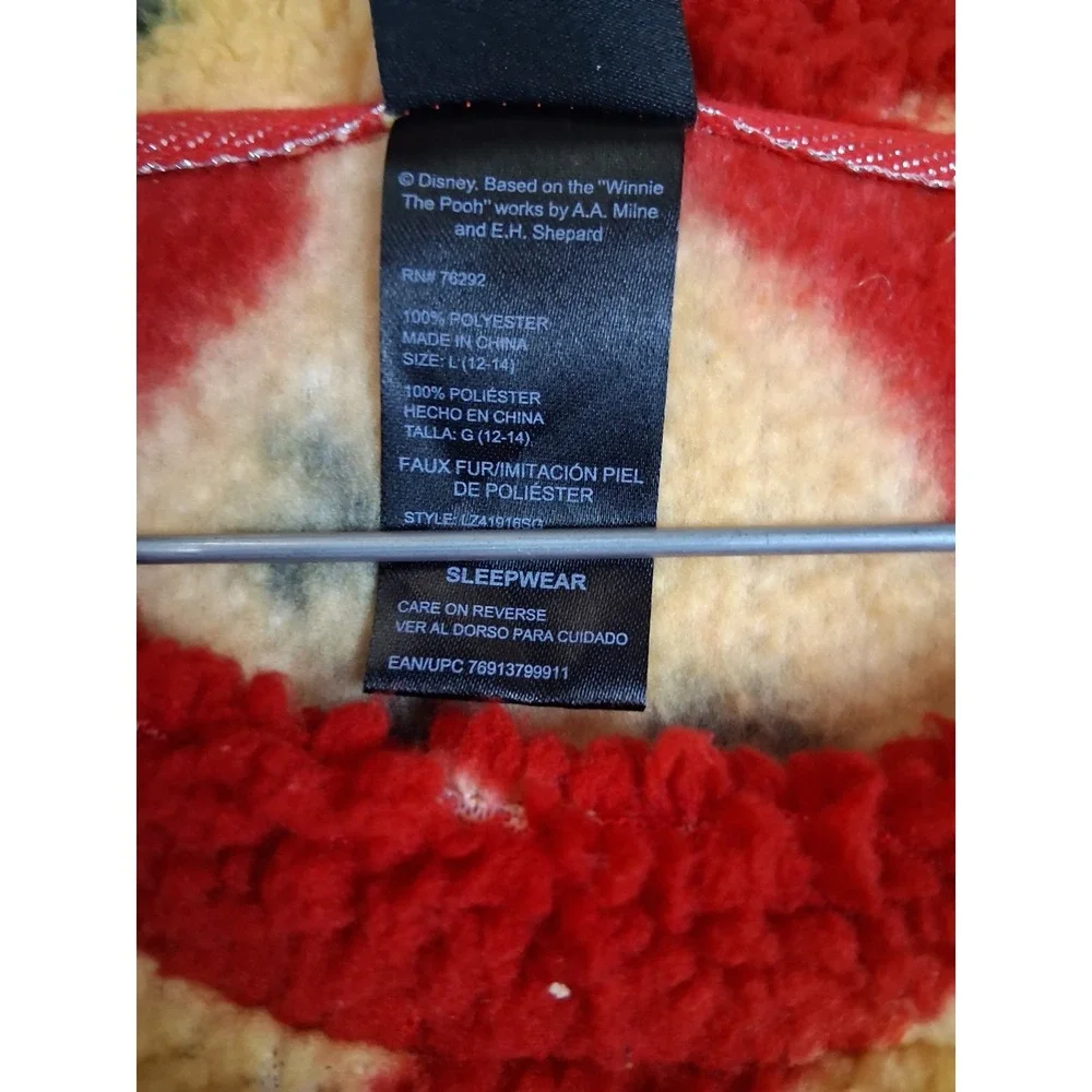 Disney Store Adult Sweatshirt Large Red Yellow AOP Winnie The Pooh Plush Fleece